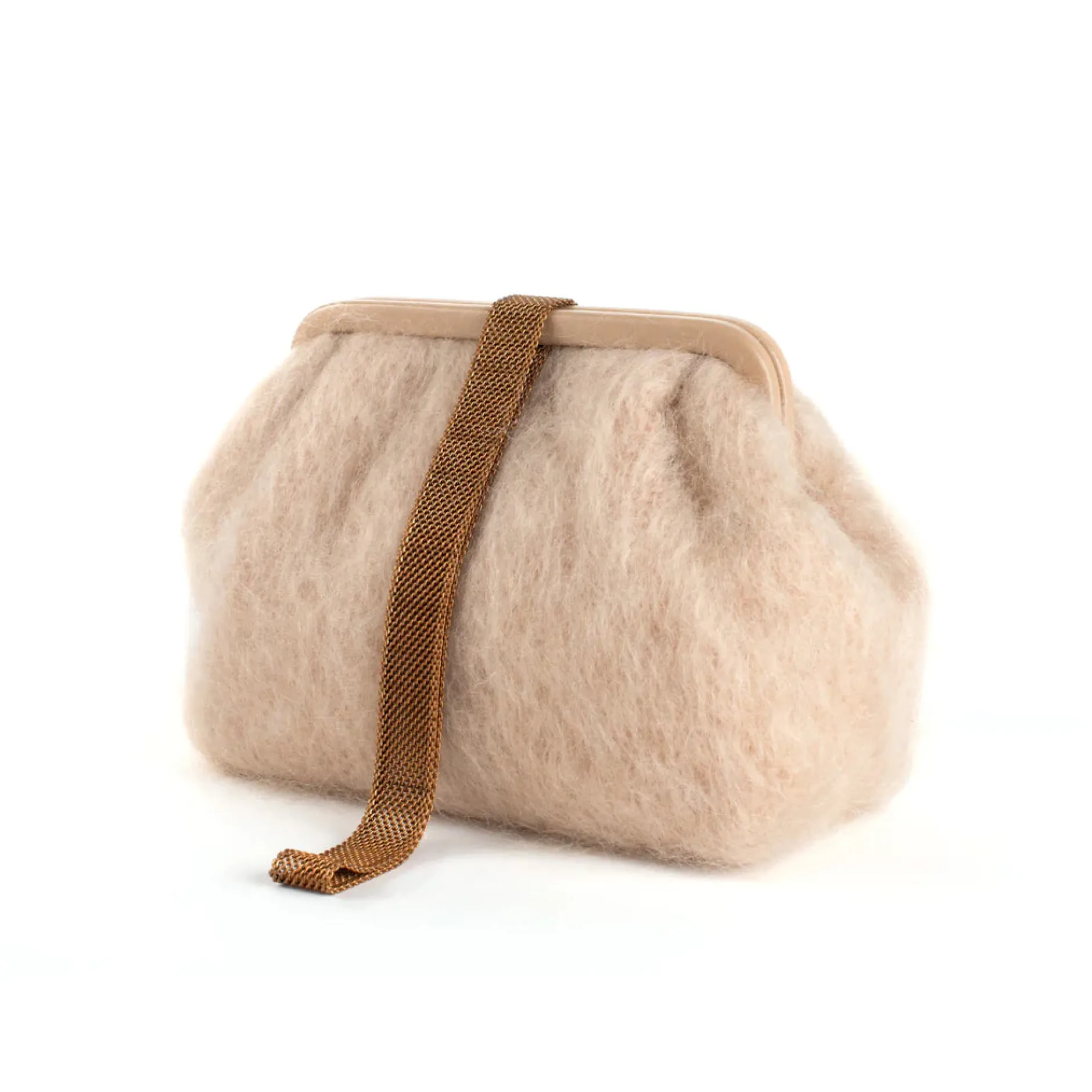 marian_paquette_susan_moh_0-6.webp Bags | Marian Paquette Susan Mohair Clutch with Vintage Chain Natural
