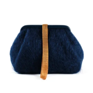 Bags | Marian Paquette Susan Mohair Clutch with Vintage Chain Navy Blue