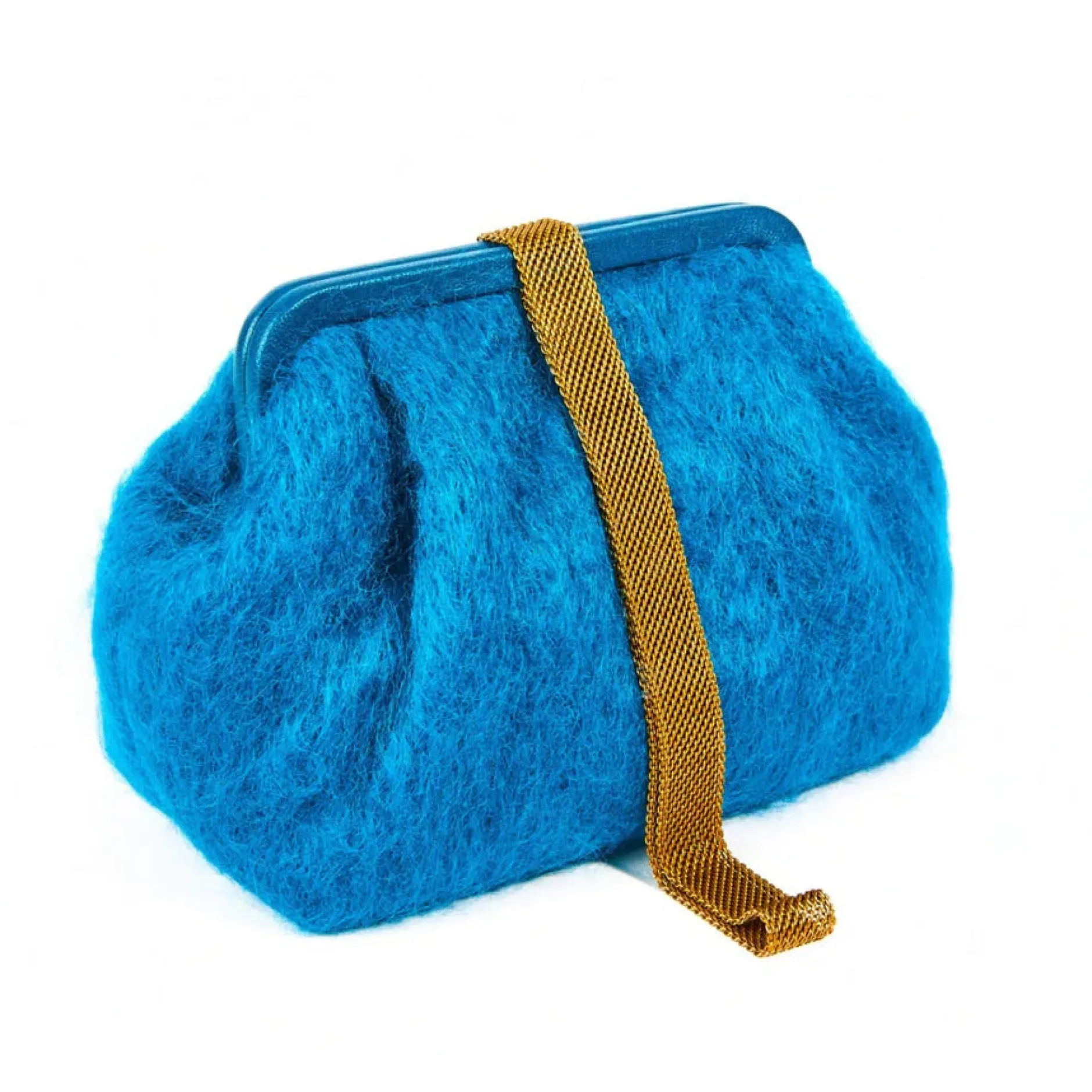 marian_paquette_susan_moh_1-4.webp Bags | Marian Paquette Susan Mohair Clutch with Vintage Chain Teal