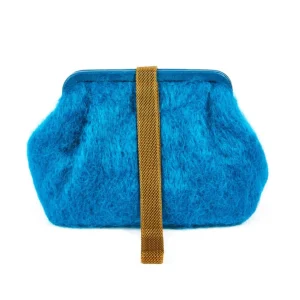 Bags | Marian Paquette Susan Mohair Clutch with Vintage Chain Teal