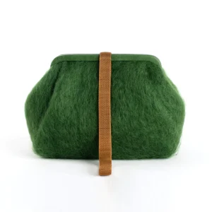 Bags | Marian Paquette Susan Mohair Clutch with Vintage Chain Green