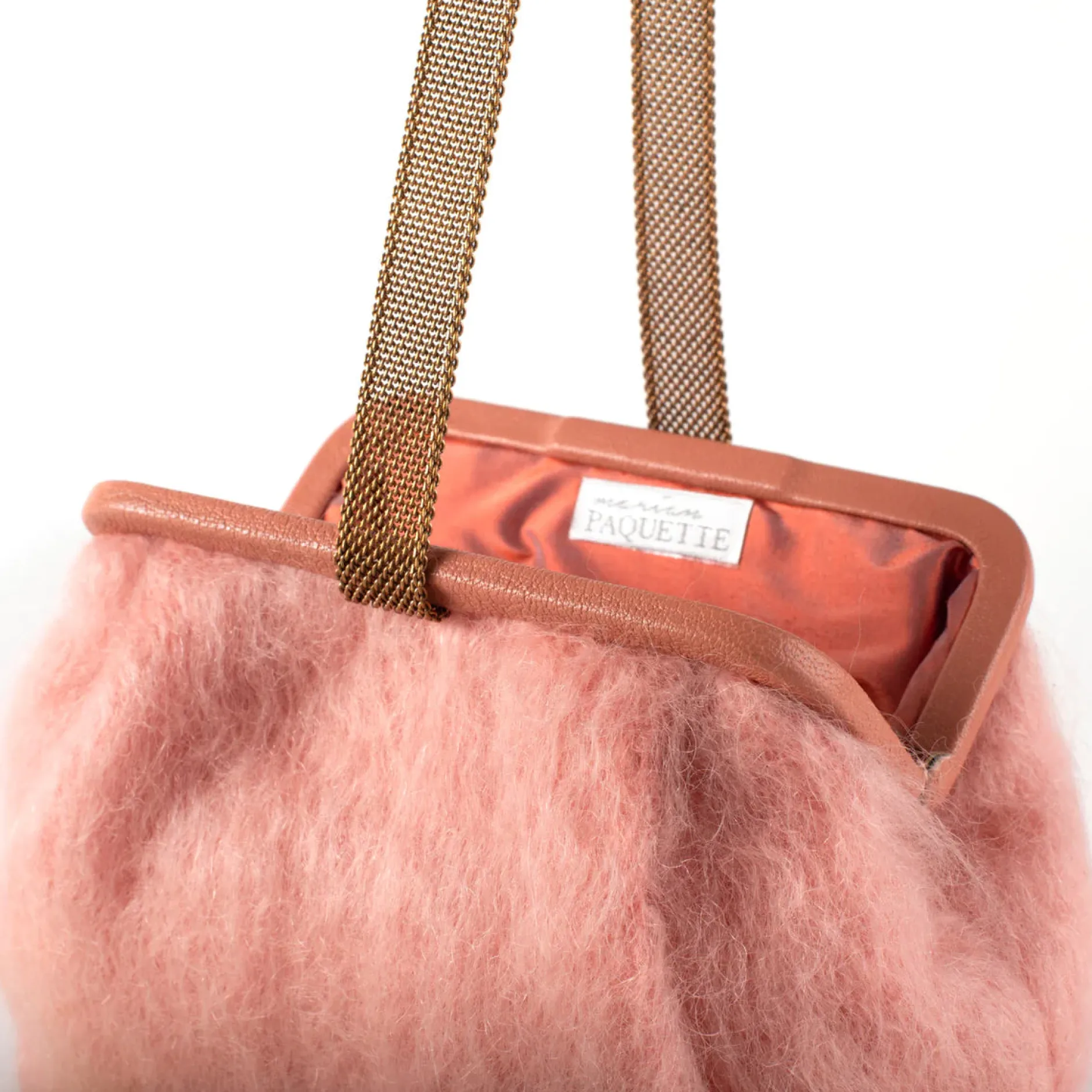 marian_paquette_susan_moh_2.webp Bags | Marian Paquette Susan Mohair Clutch with Vintage Chain Blush
