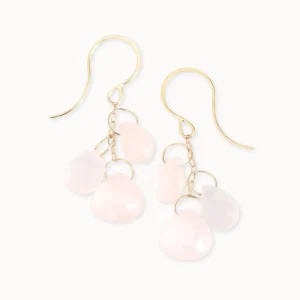 Jewelry | Melissa Joy Manning 14k Gold Rose Quartz Triple Drop Chain Earrings
