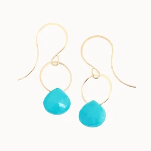 Jewelry | Melissa Joy Manning 14k Gold Turquoise Single Hoop Drop Earrings