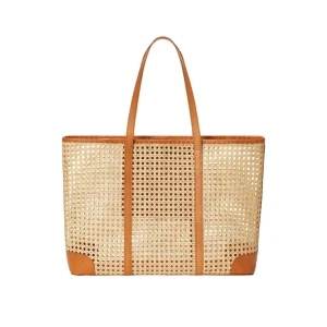 Bags | Thistle Hill Mia Woven Cane and Leather Tote