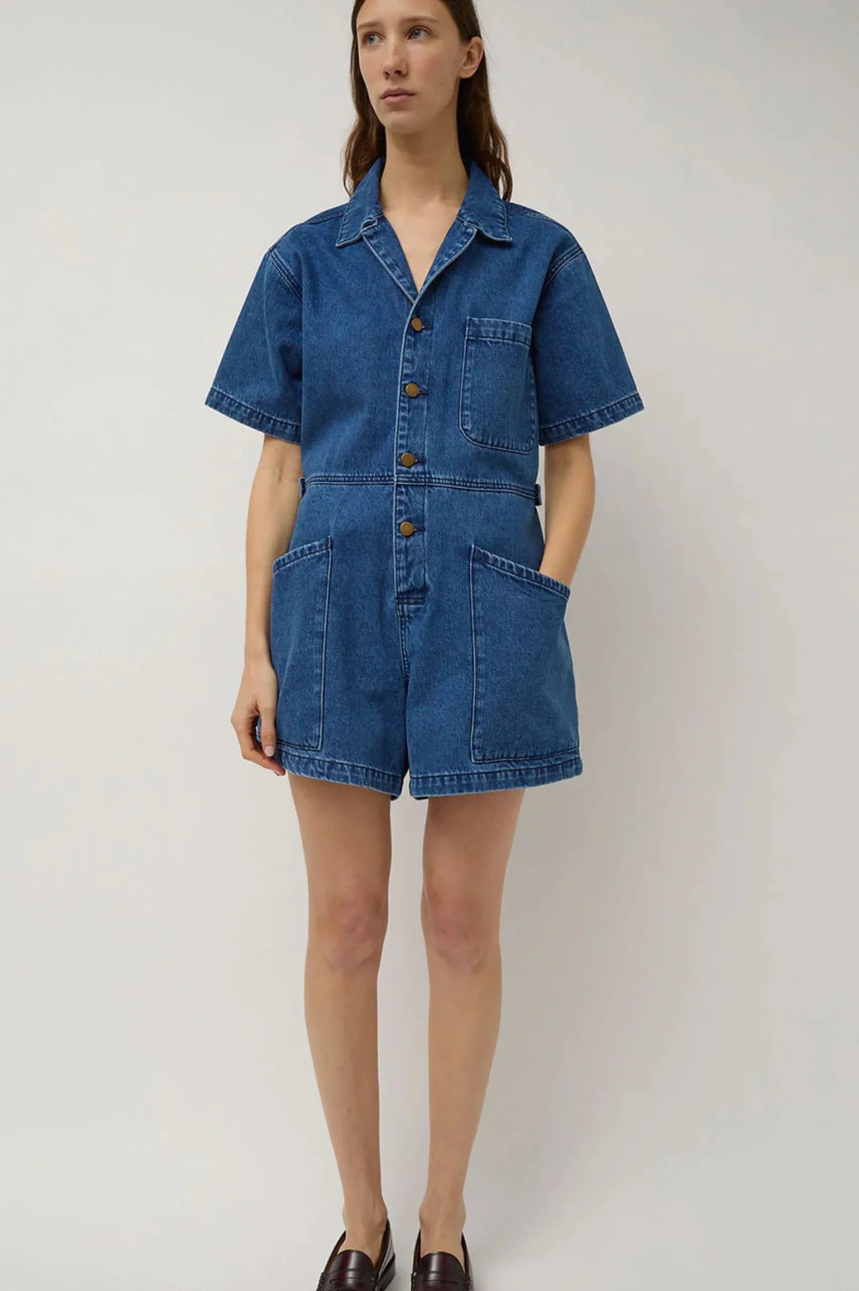 no__bree_jumpsuit_medium__2.webp Skirts | No. 6 Bree Jumpsuit Medium Blue Wash Denium