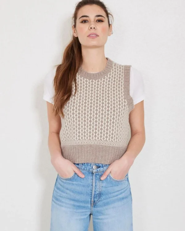 Sweaters | Not Monday Gillian Sweater Vest Oatmeal & Ivory