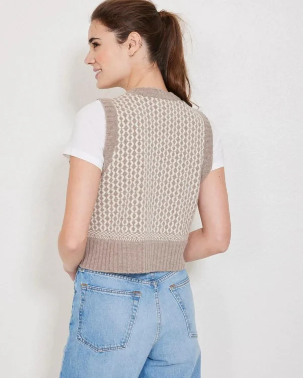 Sweaters | Not Monday Gillian Sweater Vest Oatmeal & Ivory