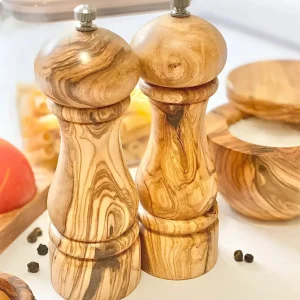 Home Decor | Pillows | Natural Olive Wood Olive Wood Salt & Peper Mill Set Small