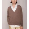 Sweaters | Organic by John Patrick Ada V Neck 100% Undyed Cashmere Walnut