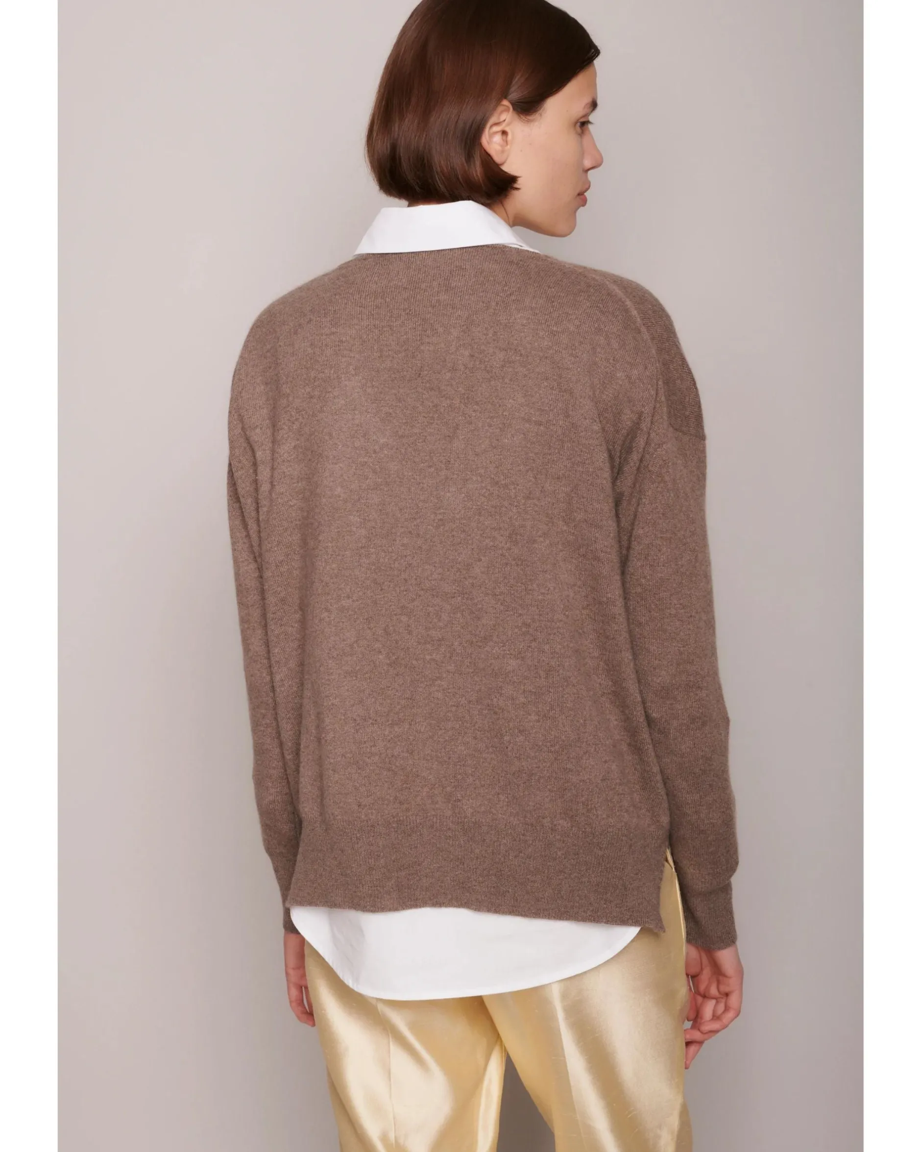 organic_by_john_patrick_a_2-2.webp Sweaters | Organic by John Patrick Ada V Neck 100% Undyed Cashmere Walnut