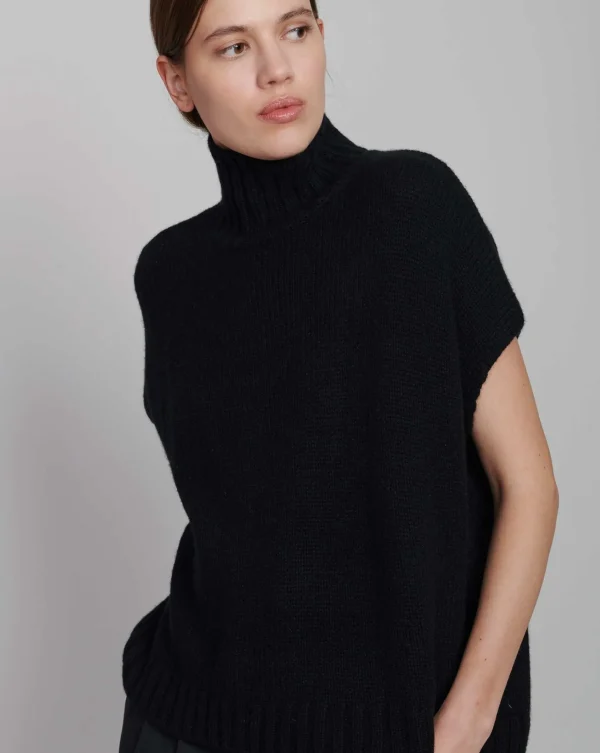 Sweaters | Organic by John Patrick Cashmere Turtleneck Gilet Black