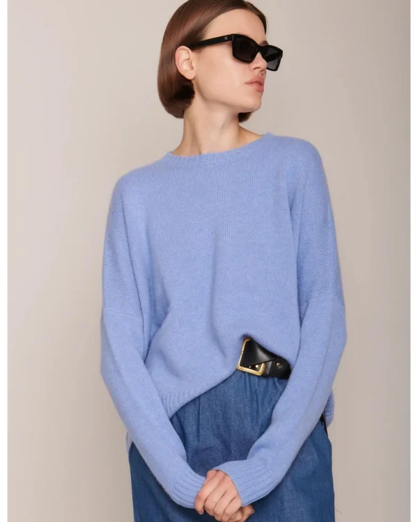 Sweaters | Organic by John Patrick Cashmere Wide Pullover Cornflower