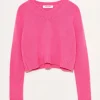 Sweaters | Organic by John Patrick Crop V Neck Fuschia