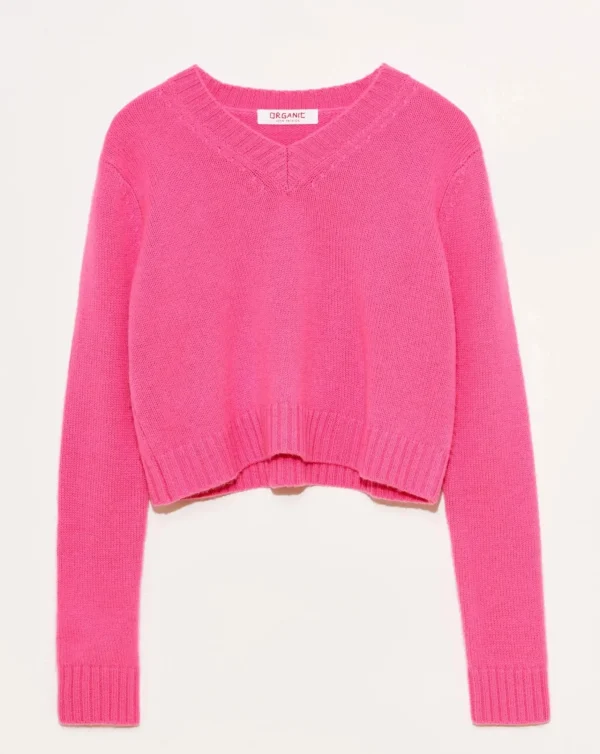 Sweaters | Organic by John Patrick Crop V Neck Fuschia