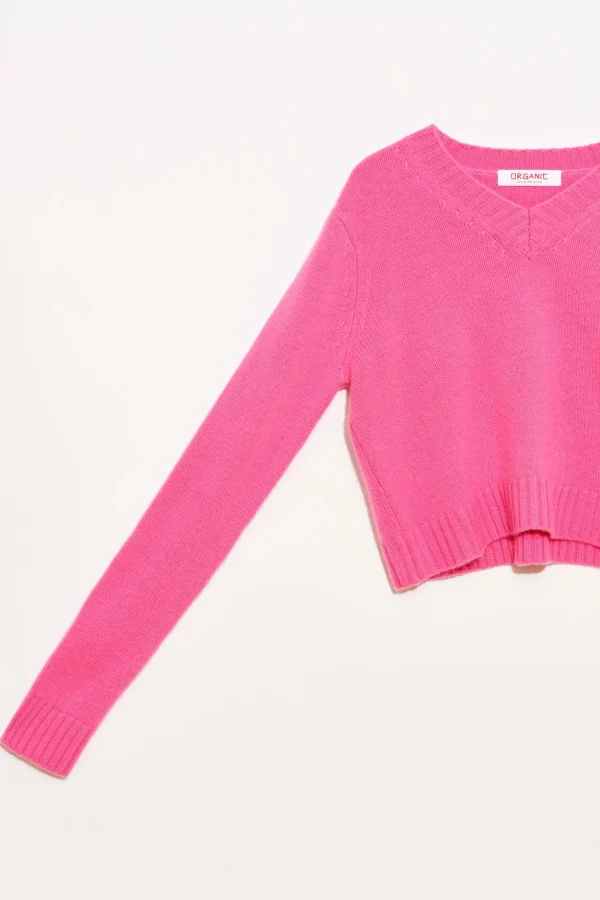 Sweaters | Organic by John Patrick Crop V Neck Fuschia