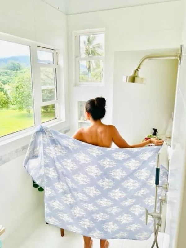 Linens | Thistle Hill Organic Cotton Beach Towel Blue Palace