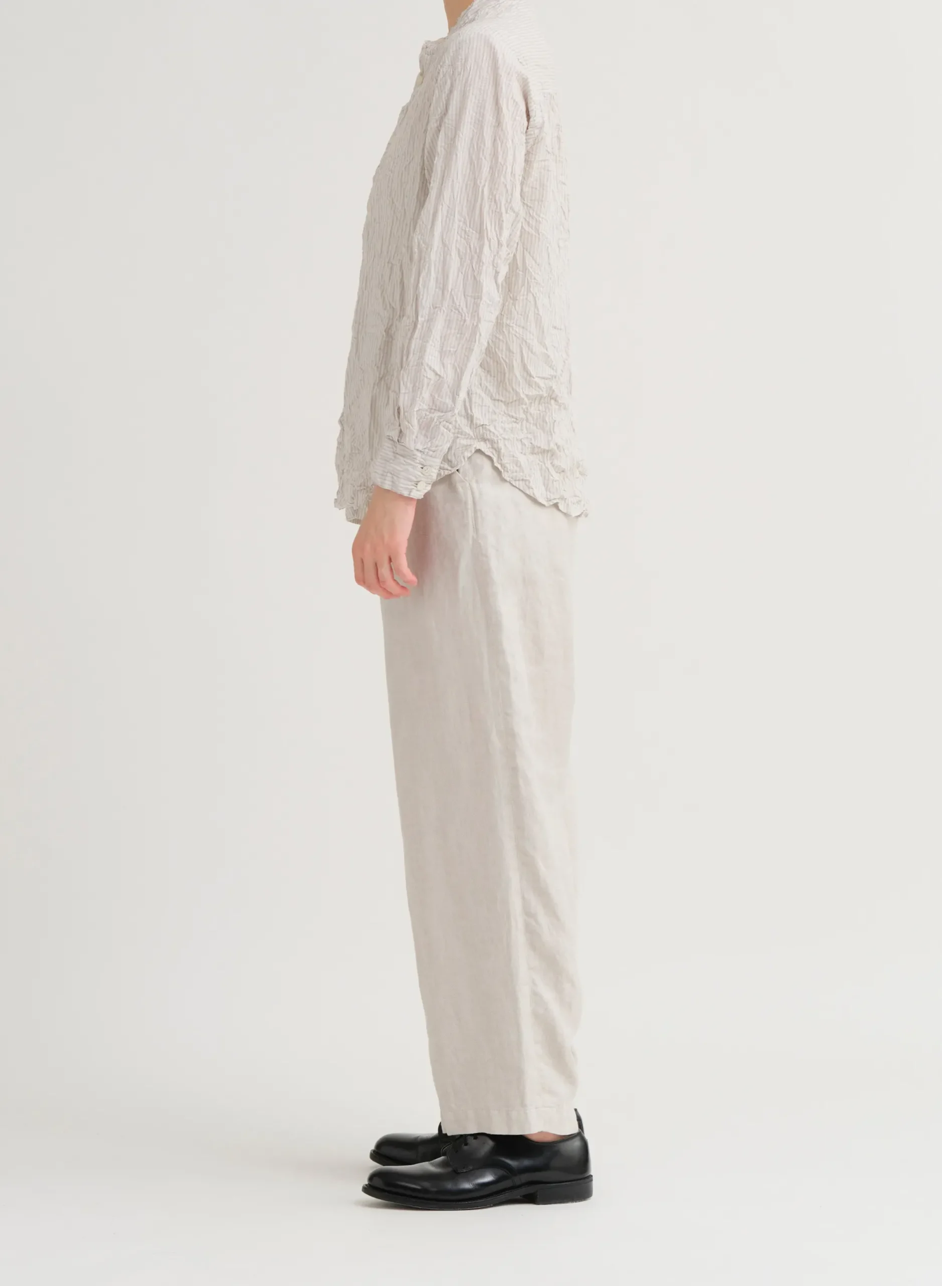 pas_de_calais_cl_stripe_s_3.webp Shirts + Tops | Pas De Calais C/L Stripe Stand Collar Shirt Natural