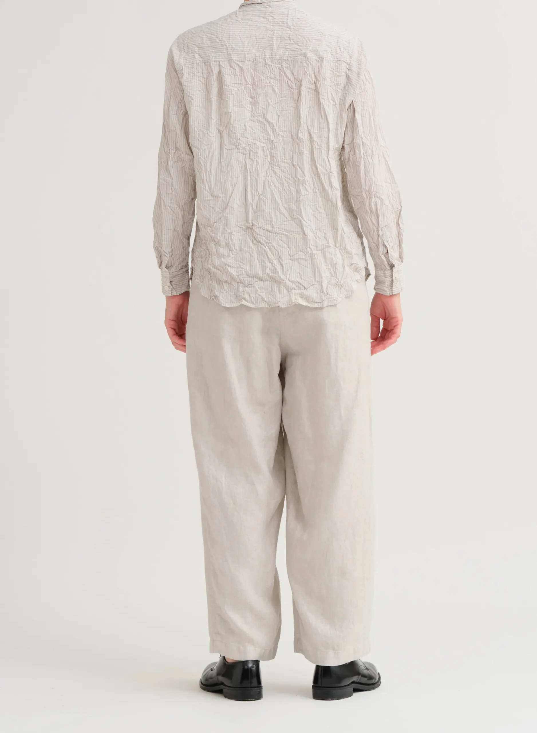 pas_de_calais_cl_stripe_s_4.webp Shirts + Tops | Pas De Calais C/L Stripe Stand Collar Shirt Natural