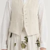 Outerwear | Sweaters | Pas De Calais LH Canvas + Yarn Dyed Stripe V Neck Vest Natural