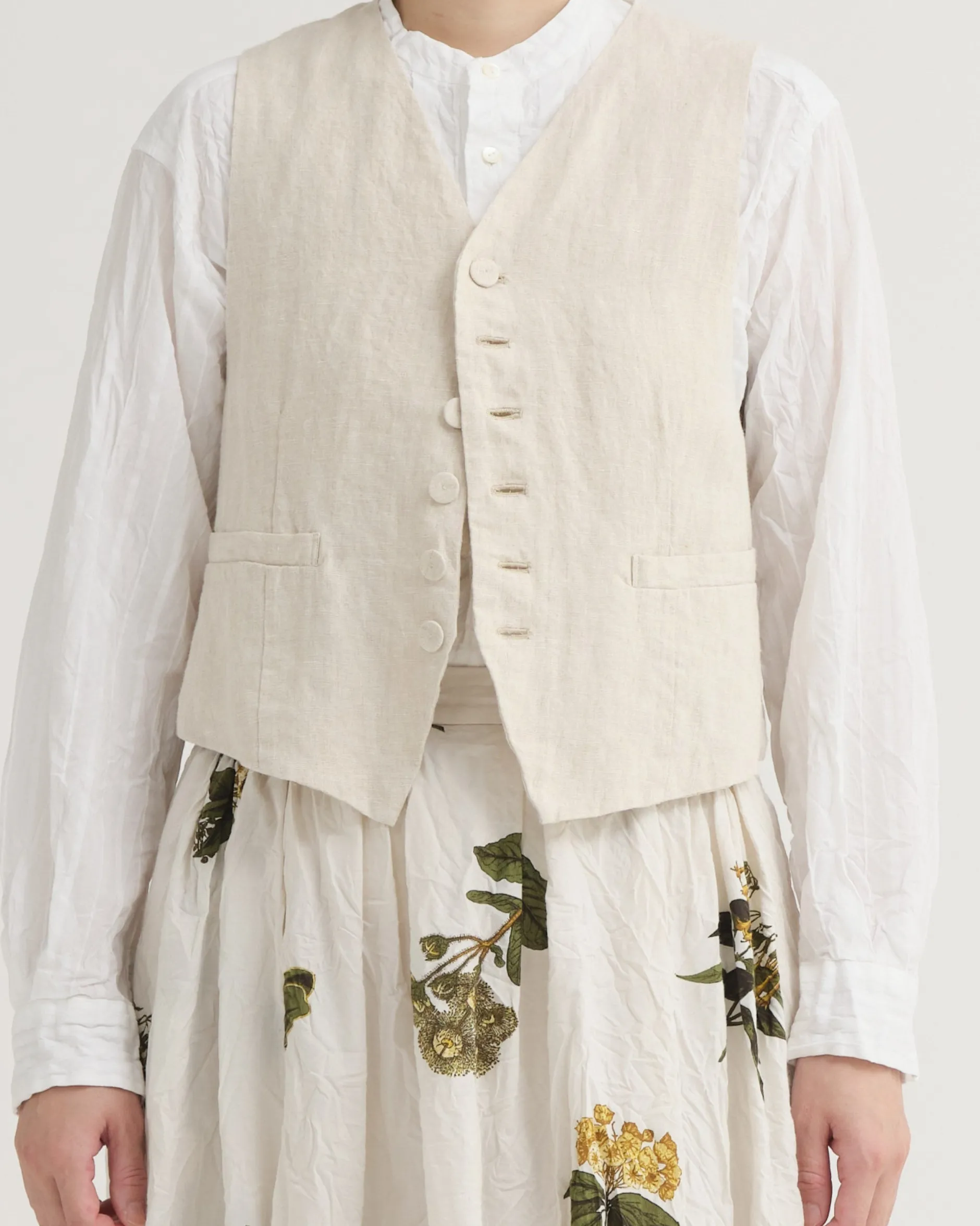 pas_de_calais_lh_canvas___0.webp Outerwear | Sweaters | Pas De Calais LH Canvas + Yarn Dyed Stripe V Neck Vest Natural