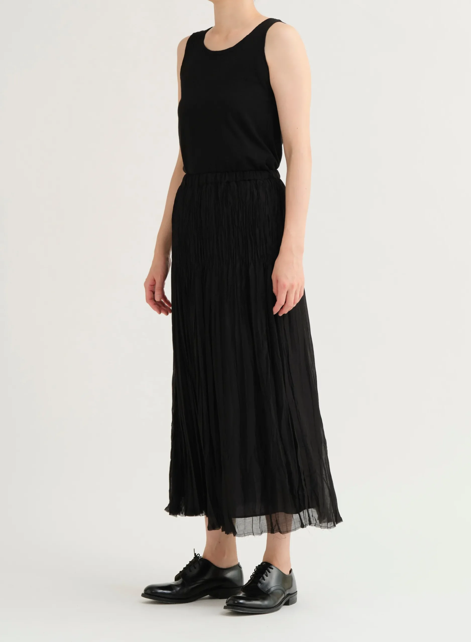 pas_de_calais_organdy_han_2.webp Skirts | Pas De Calais Organdy Hand Pleated Long Skirt Black