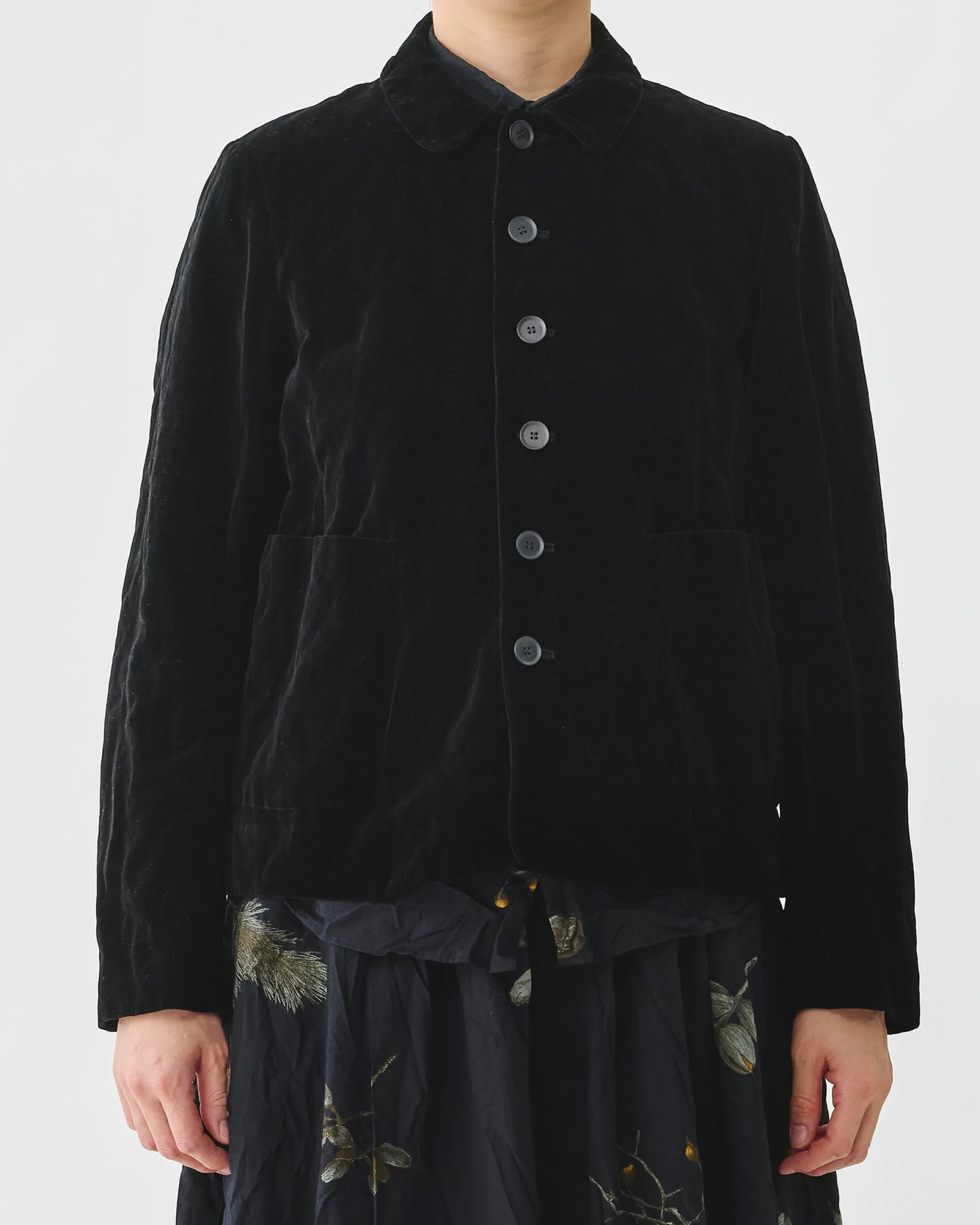 pas_de_calais_stainless_y_0.webp Outerwear | Pas De Calais Stainless Yarn Velvet Jacket Black