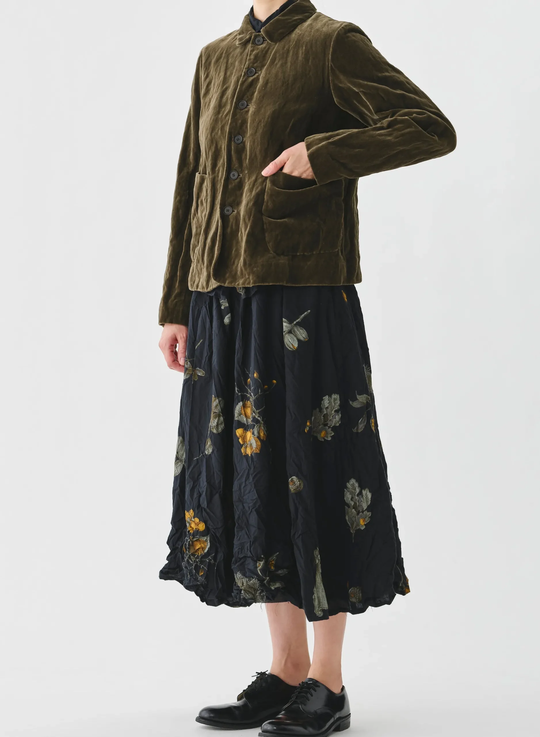 pas_de_calais_stainless_y_1-1.webp Outerwear | Pas De Calais Stainless Yarn Velvet Jacket Khaki