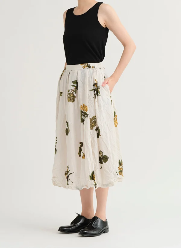 Skirts | Pas De Calais Summer Botanical Print Skirt Ivory