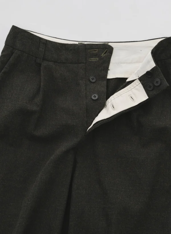 Pants | Pas De Calais Washed Cotton Wool Wide Pants Khaki