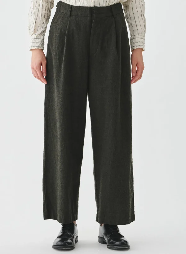 Pants | Pas De Calais Washed Cotton Wool Wide Pants Khaki