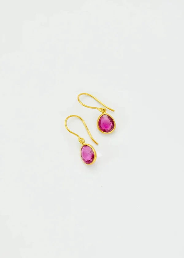 Jewelry | Pippa Small 18kt Gold Iris Single Drop Earrings Pink Tourmaline