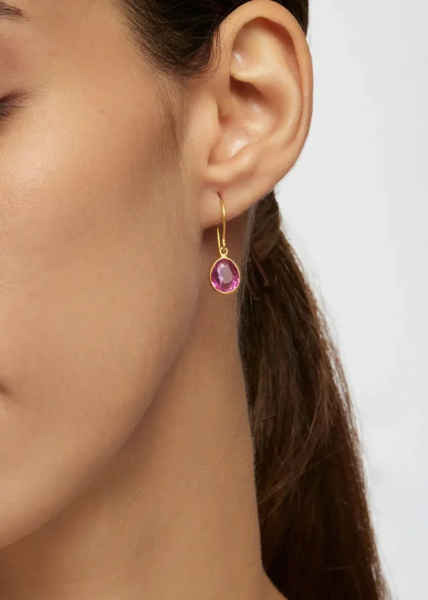 Jewelry | Pippa Small 18kt Gold Iris Single Drop Earrings Pink Tourmaline
