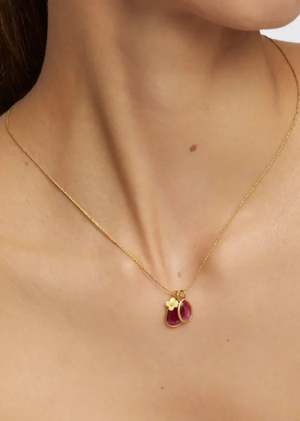 Jewelry | Pippa Small 18kt Gold Iris Double Pink Tourmaline and Anemone Necklace