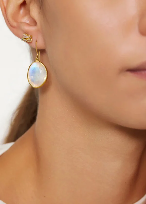 Jewelry | Pippa Small 18kt Gold Theia Single Drop Earrings Rainbow Moonstone