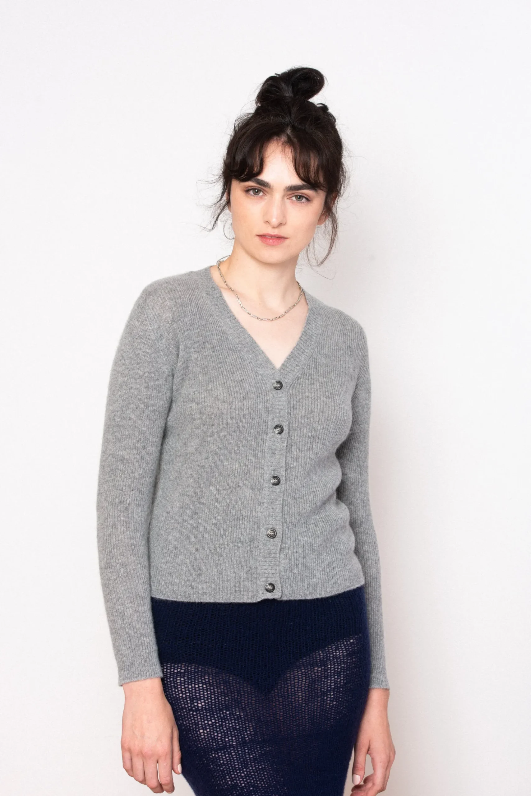 ros_duke_rib_cardigan_ash_1.webp Sweaters | Ros Duke Rib Cardigan Ash Grey