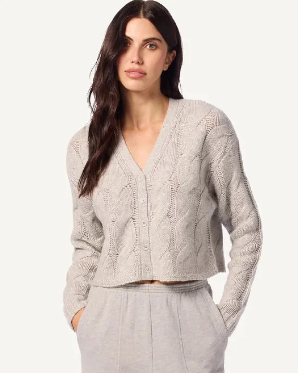 Sweaters | Sablyn Jolie V-Neck Cropped Cable Cardigan Foggy
