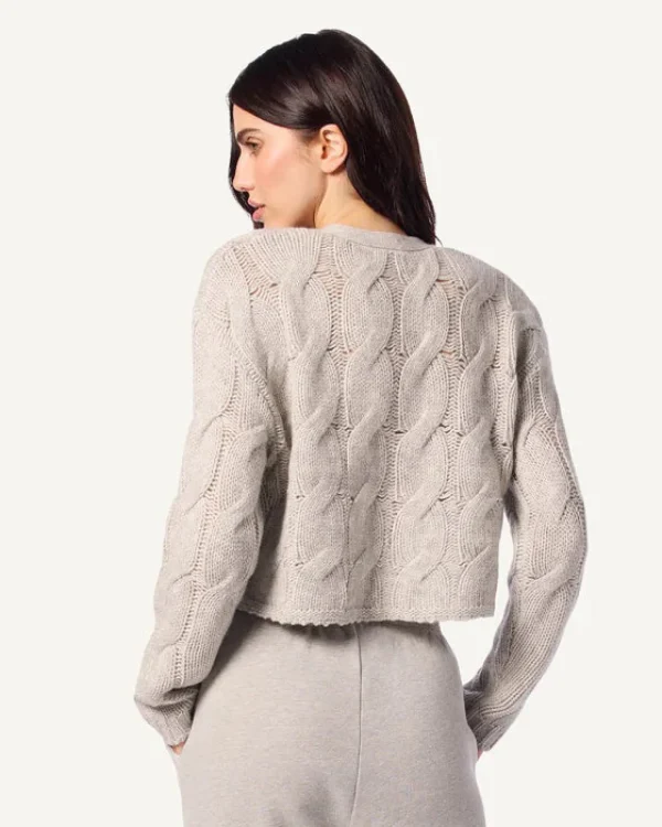 Sweaters | Sablyn Jolie V-Neck Cropped Cable Cardigan Foggy