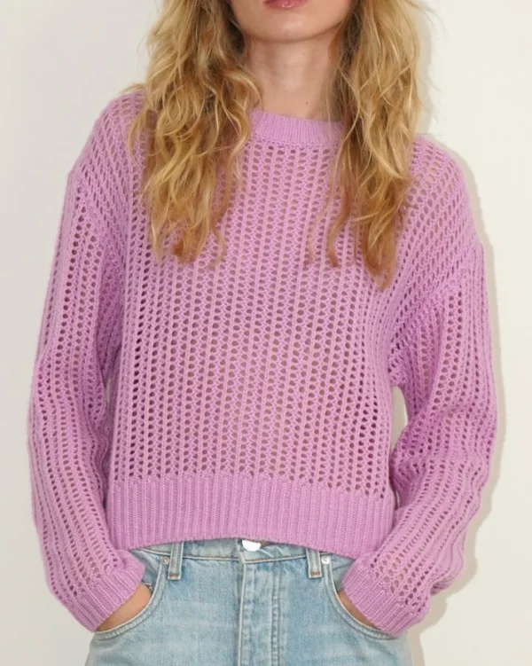Sweaters | Sablyn Sabyln Marci Long Sleeve Relaxed Pullover Open Stitch Orchid