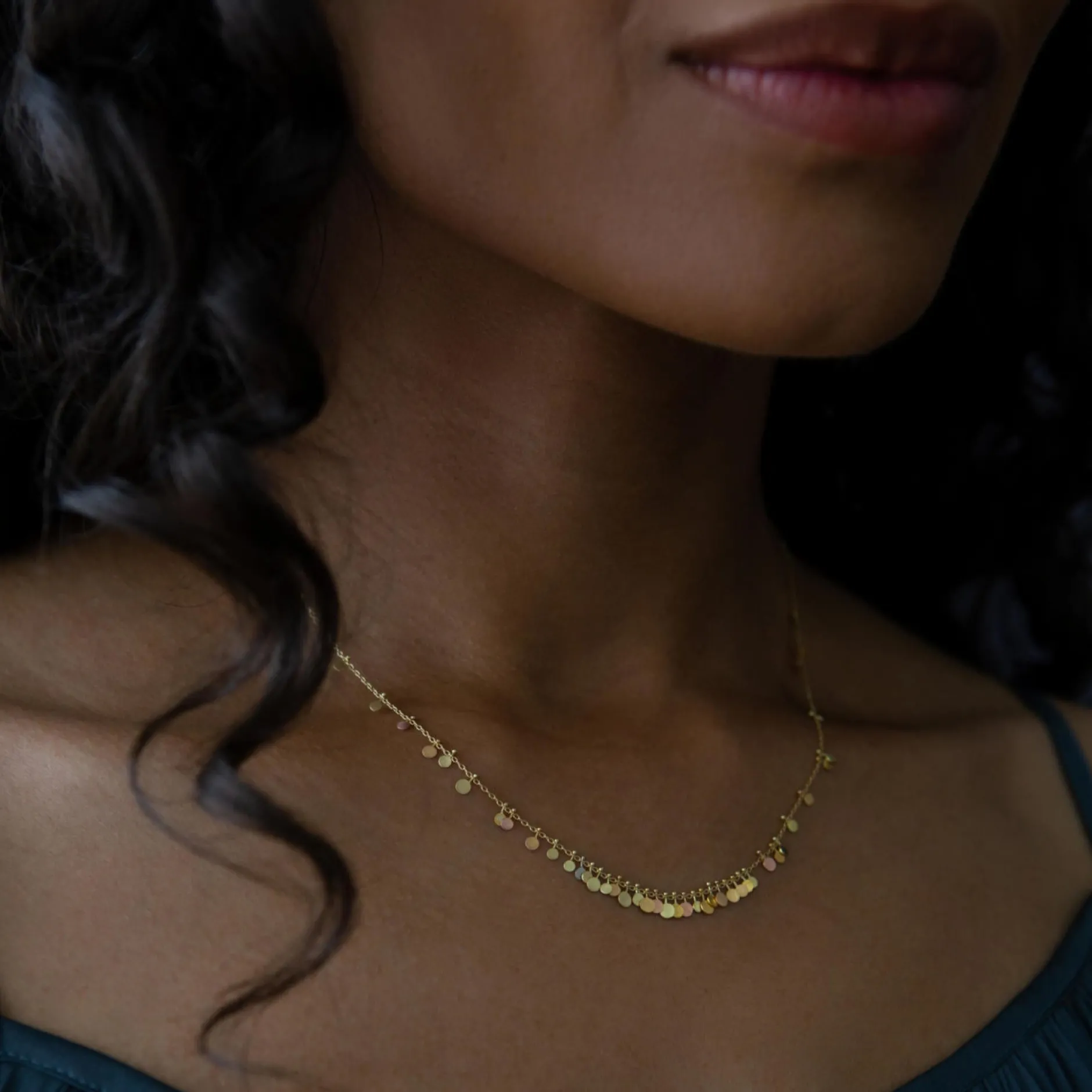 sia_taylor_k_tiny_rainbow_1.webp Jewelry | Sia Taylor 18K Tiny Rainbow Dots Cluster Necklace