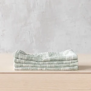 Home Decor | Pillows | Thistle Hill Striped Linen Napkins Forest Green Natural Multistripe