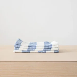 Home Decor | Pillows | Thistle Hill Striped Linen Napkins Off White Blue Philippe