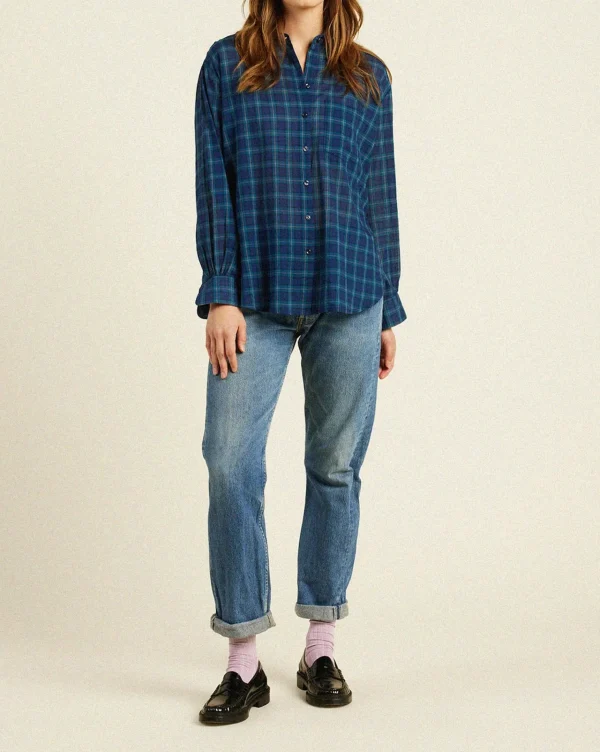 Shirts + Tops | Trovata Black Oversized Shirt Oceanside Plaid