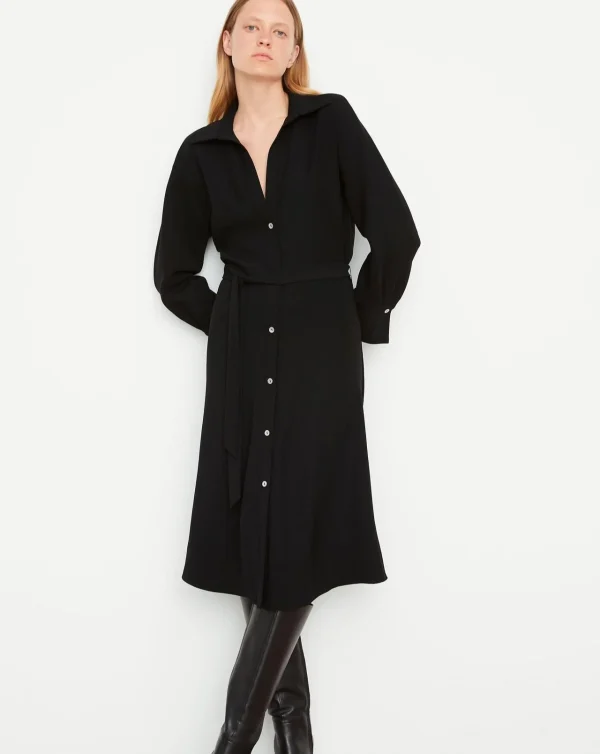 Dresses | Vince Belted Long Sleeve Shirt Dress Black