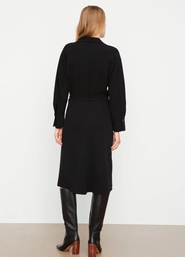 Dresses | Vince Belted Long Sleeve Shirt Dress Black
