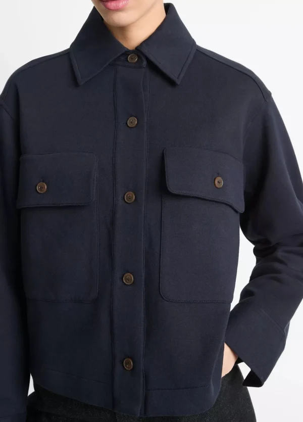 Outerwear | Vince Double-Knit Cotton-Blend Cropped Jacket Coastal Blue