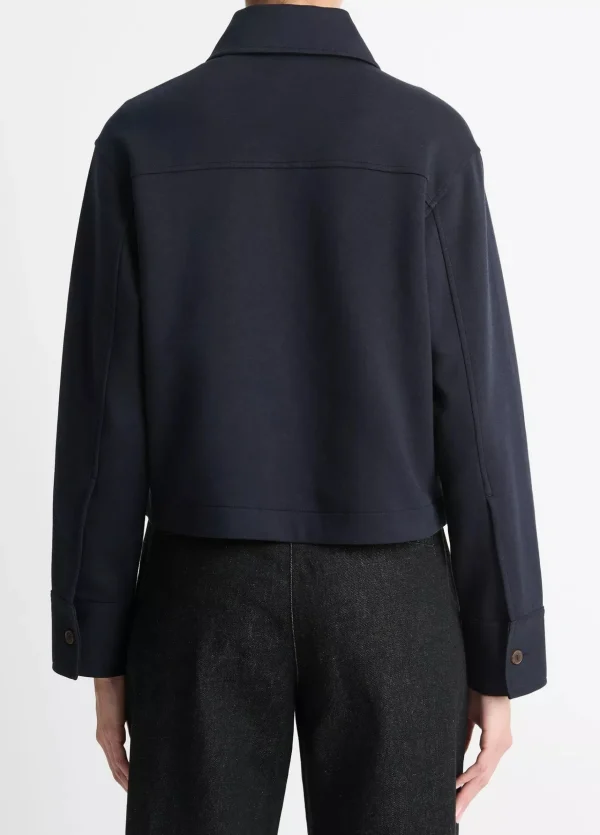 Outerwear | Vince Double-Knit Cotton-Blend Cropped Jacket Coastal Blue
