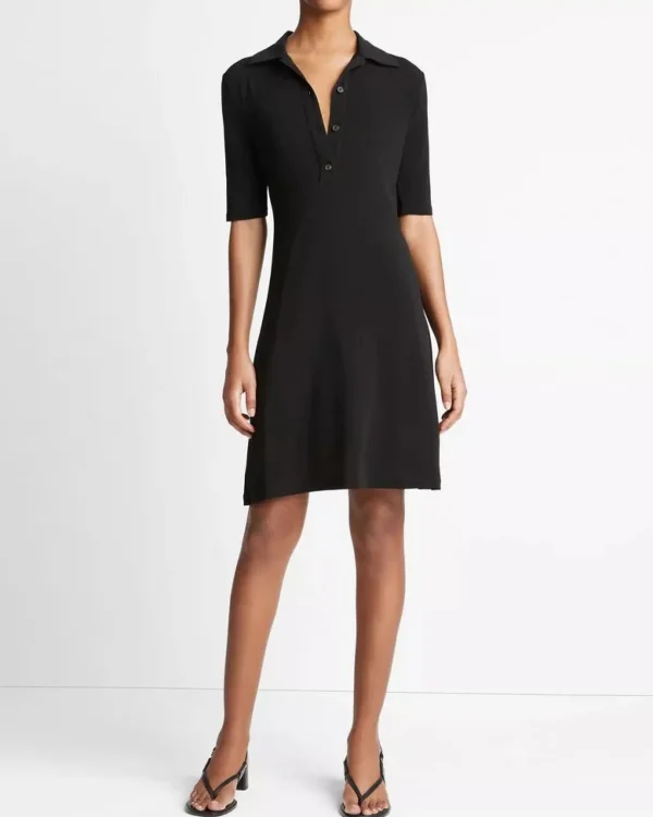 Dresses | Vince Elbow Sleeve Polo Dress Black