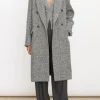 Outerwear | Vince Herringbone Double Breasted Coat Charcoal