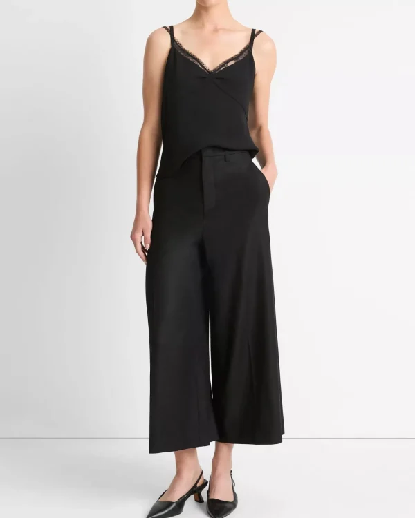 Pants | Vince Mid Rise Brushed Flannel Culotte Black